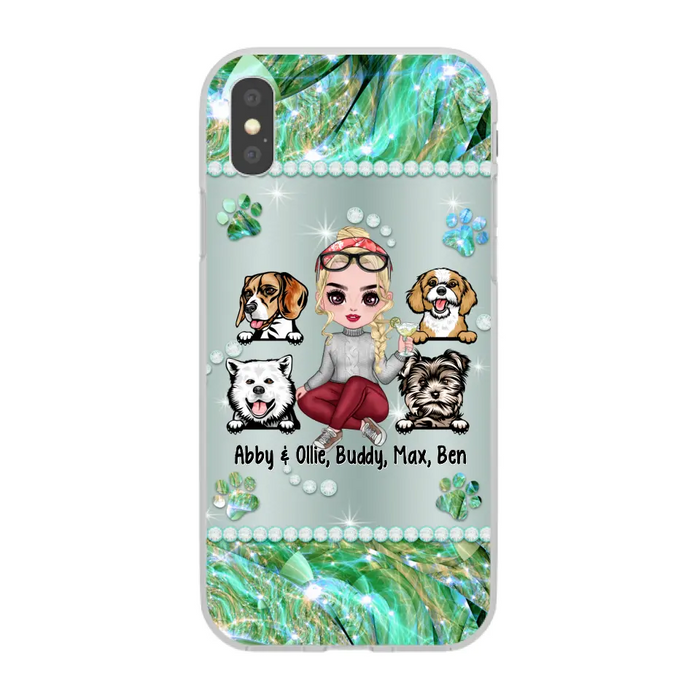 Up to 4 Dogs Chibi Dog Mom - Personalized Gifts Custom Dog Phone Case for Dog Mom, Dog Lovers