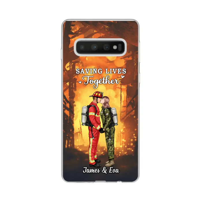 Saving Lives Together - Personalized Phone Case Firefighter, EMS, Nurse, Police Officer, Military