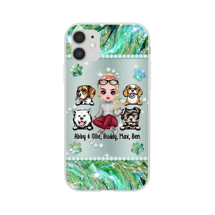 Up to 4 Dogs Chibi Dog Mom - Personalized Gifts Custom Dog Phone Case for Dog Mom, Dog Lovers