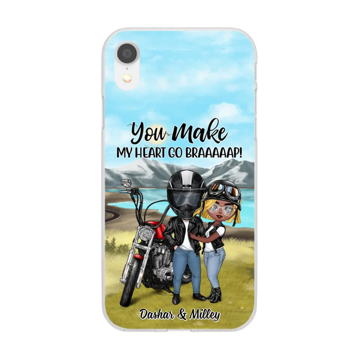 Motorcycle Couple Hugging, Riding Partners - Personalized Phone Case For Motorcycle Lovers, Bikers