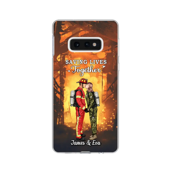 Saving Lives Together - Personalized Phone Case Firefighter, EMS, Nurse, Police Officer, Military