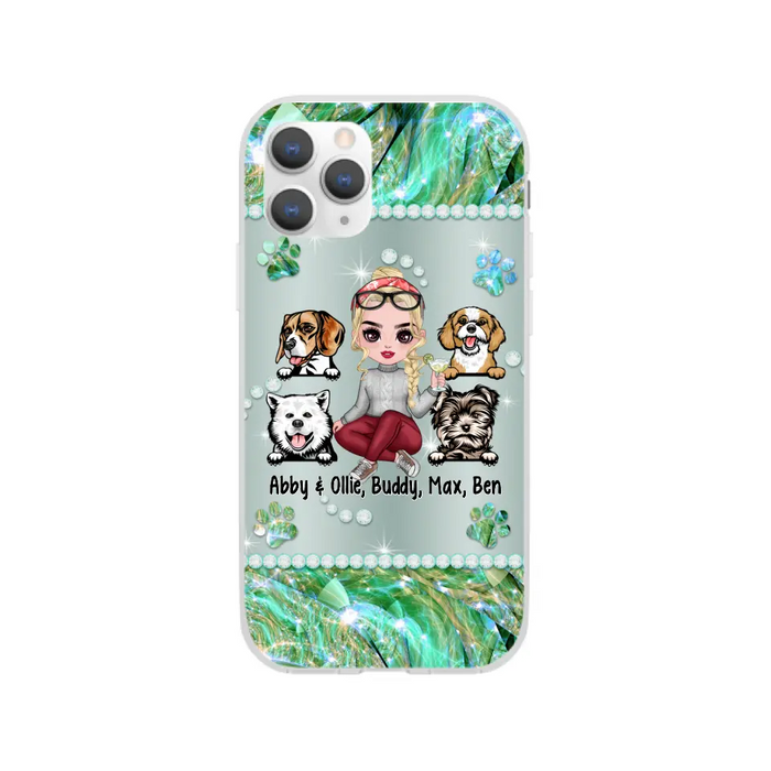 Up to 4 Dogs Chibi Dog Mom - Personalized Gifts Custom Dog Phone Case for Dog Mom, Dog Lovers