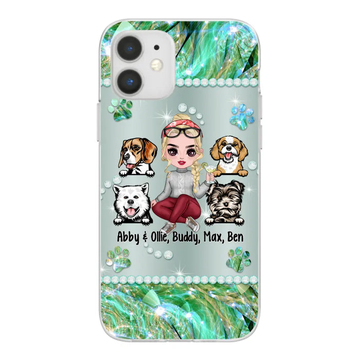 Up to 4 Dogs Chibi Dog Mom - Personalized Gifts Custom Dog Phone Case for Dog Mom, Dog Lovers