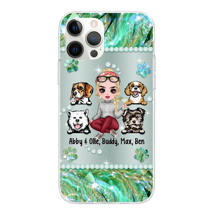 Up to 4 Dogs Chibi Dog Mom - Personalized Gifts Custom Dog Phone Case for Dog Mom, Dog Lovers