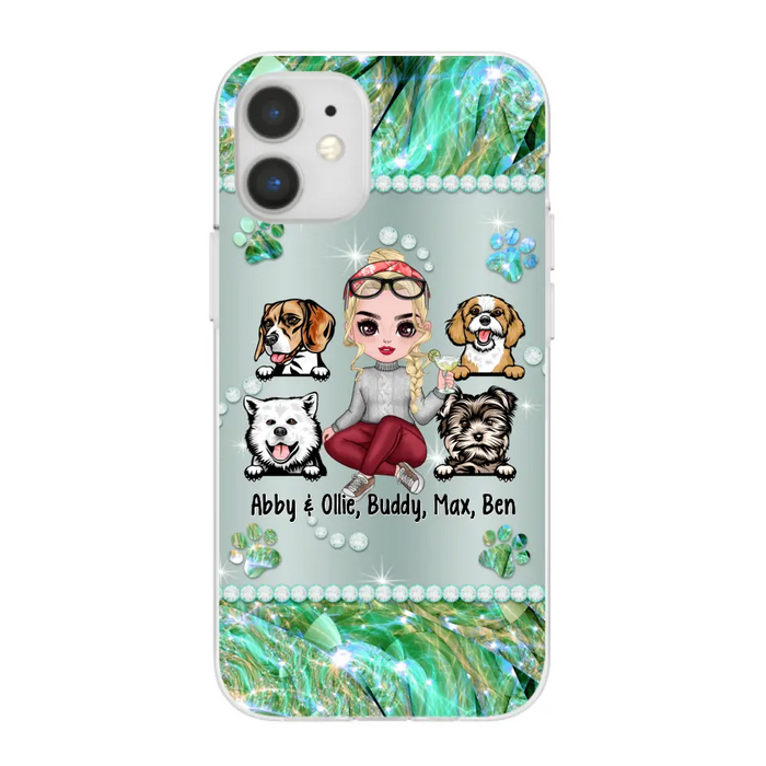 Up to 4 Dogs Chibi Dog Mom - Personalized Gifts Custom Dog Phone Case for Dog Mom, Dog Lovers