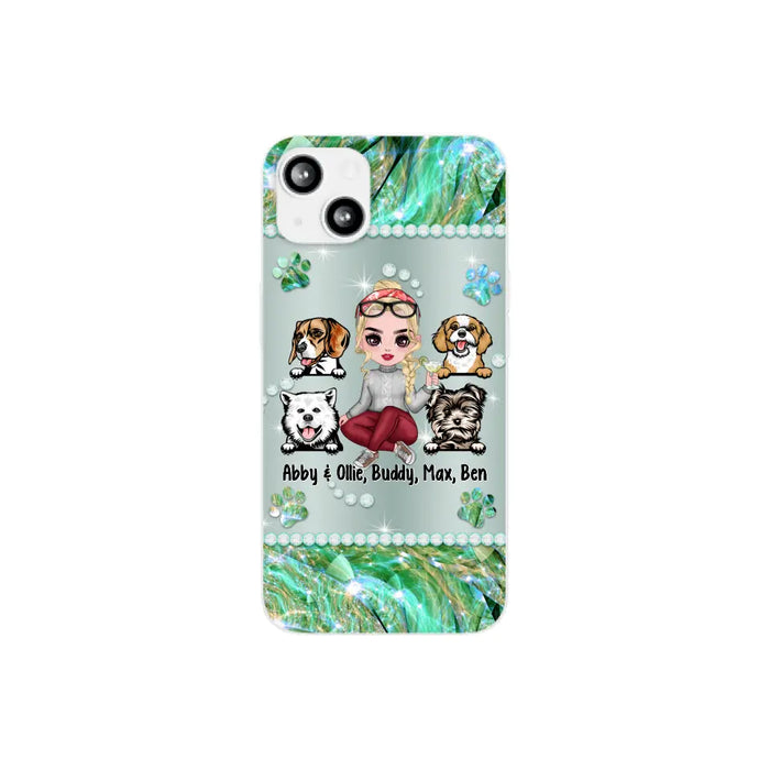 Up to 4 Dogs Chibi Dog Mom - Personalized Gifts Custom Dog Phone Case for Dog Mom, Dog Lovers