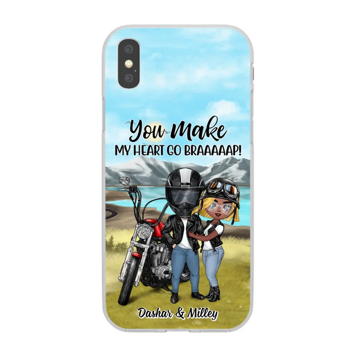 Motorcycle Couple Hugging, Riding Partners - Personalized Phone Case For Motorcycle Lovers, Bikers