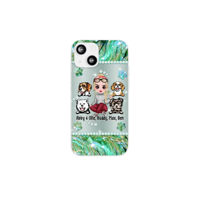 Up to 4 Dogs Chibi Dog Mom - Personalized Gifts Custom Dog Phone Case for Dog Mom, Dog Lovers