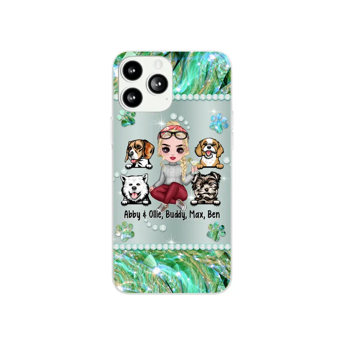 Up to 4 Dogs Chibi Dog Mom - Personalized Gifts Custom Dog Phone Case for Dog Mom, Dog Lovers