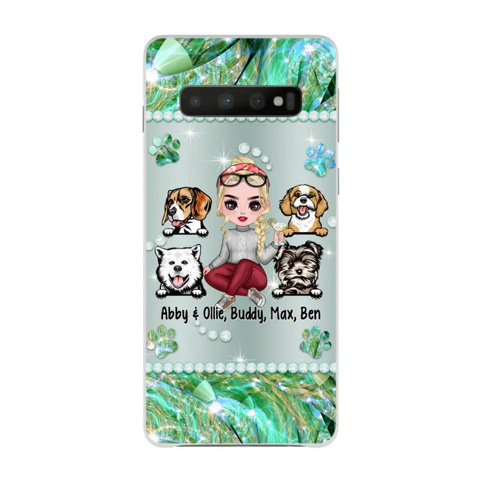 Up to 4 Dogs Chibi Dog Mom - Personalized Gifts Custom Dog Phone Case for Dog Mom, Dog Lovers