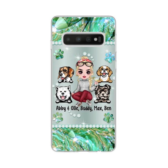 Up to 4 Dogs Chibi Dog Mom - Personalized Gifts Custom Dog Phone Case for Dog Mom, Dog Lovers