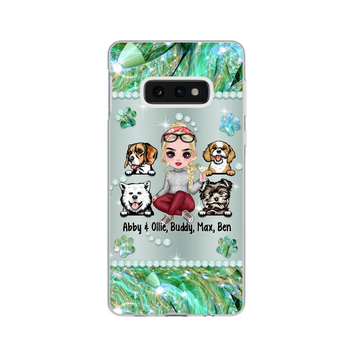 Up to 4 Dogs Chibi Dog Mom - Personalized Gifts Custom Dog Phone Case for Dog Mom, Dog Lovers