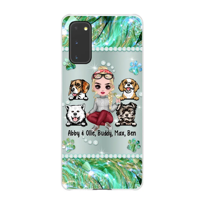 Up to 4 Dogs Chibi Dog Mom - Personalized Gifts Custom Dog Phone Case for Dog Mom, Dog Lovers