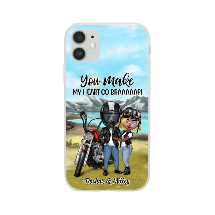 Motorcycle Couple Hugging, Riding Partners - Personalized Phone Case For Motorcycle Lovers, Bikers