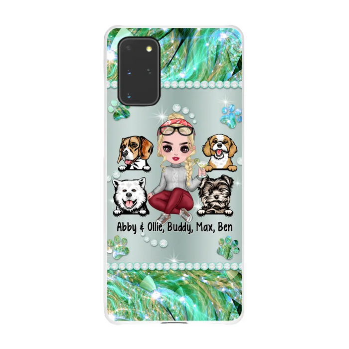 Up to 4 Dogs Chibi Dog Mom - Personalized Gifts Custom Dog Phone Case for Dog Mom, Dog Lovers