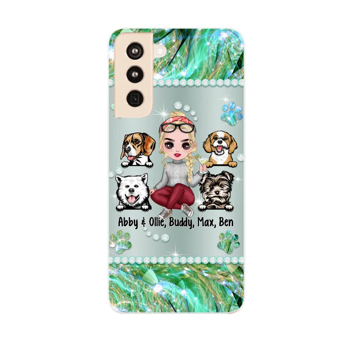 Up to 4 Dogs Chibi Dog Mom - Personalized Gifts Custom Dog Phone Case for Dog Mom, Dog Lovers