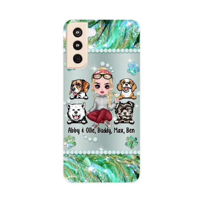 Up to 4 Dogs Chibi Dog Mom - Personalized Gifts Custom Dog Phone Case for Dog Mom, Dog Lovers