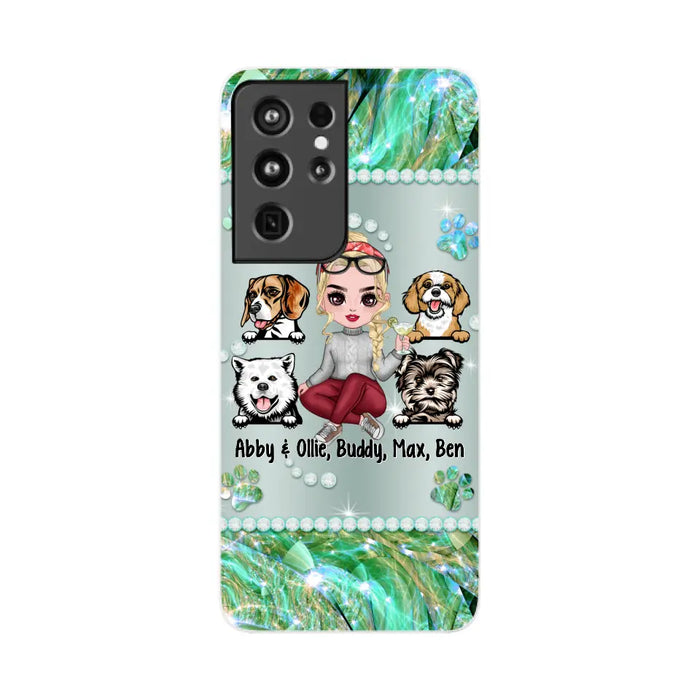 Up to 4 Dogs Chibi Dog Mom - Personalized Gifts Custom Dog Phone Case for Dog Mom, Dog Lovers