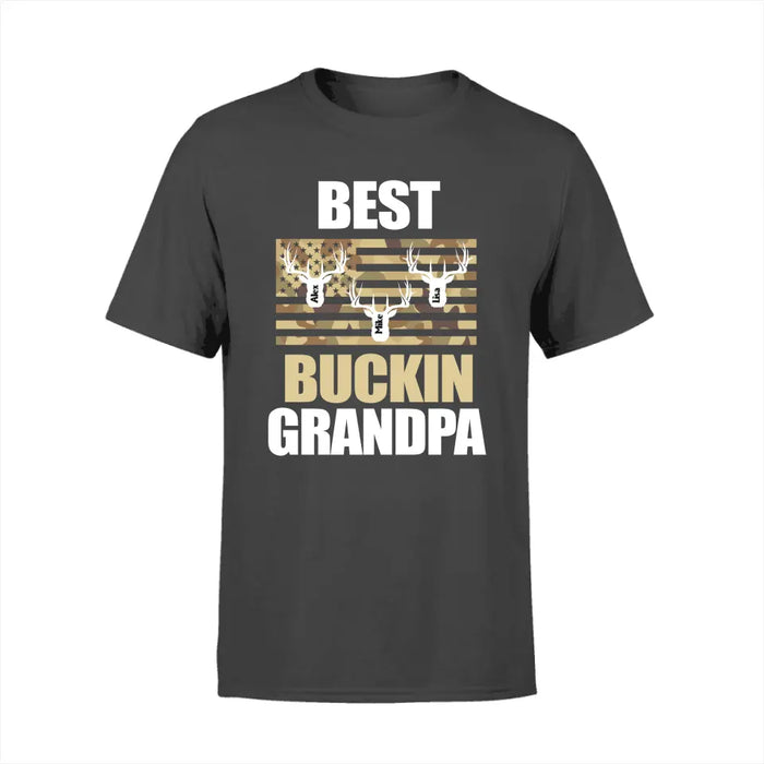 Best Buckin Grandpa - Personalized Gifts Custom Hunting Shirt for Grandpa, Hunting Lovers