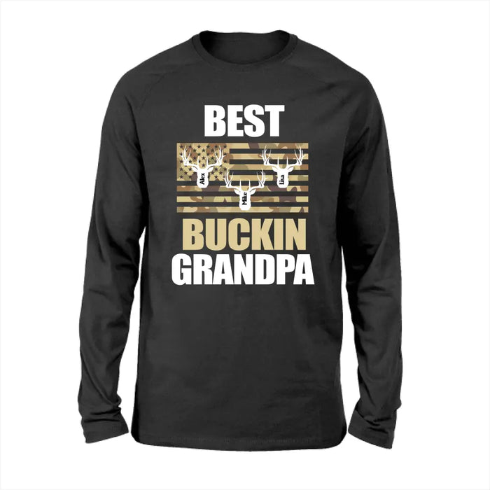 Best Buckin Grandpa - Personalized Gifts Custom Hunting Shirt for Grandpa, Hunting Lovers