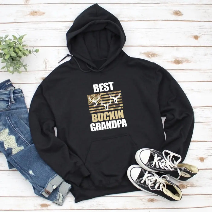 Best Buckin Grandpa - Personalized Gifts Custom Hunting Shirt for Grandpa, Hunting Lovers