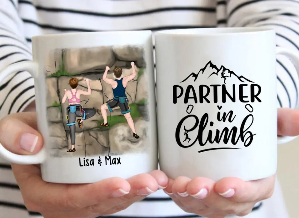 Partner in Climb - Personalized Gifts Custom Climbing Mug for Her, for Him, for Couples - Climbing Lovers