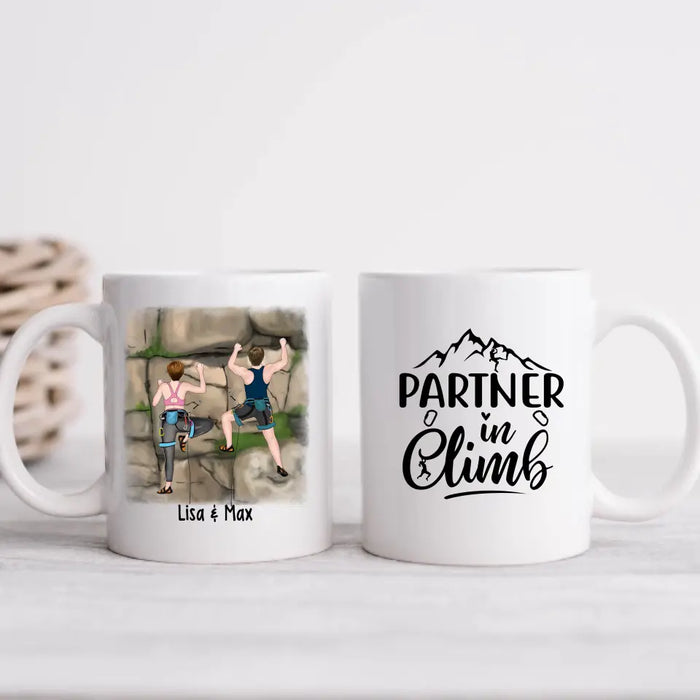 Partner in Climb - Personalized Gifts Custom Climbing Mug for Her, for Him, for Couples - Climbing Lovers