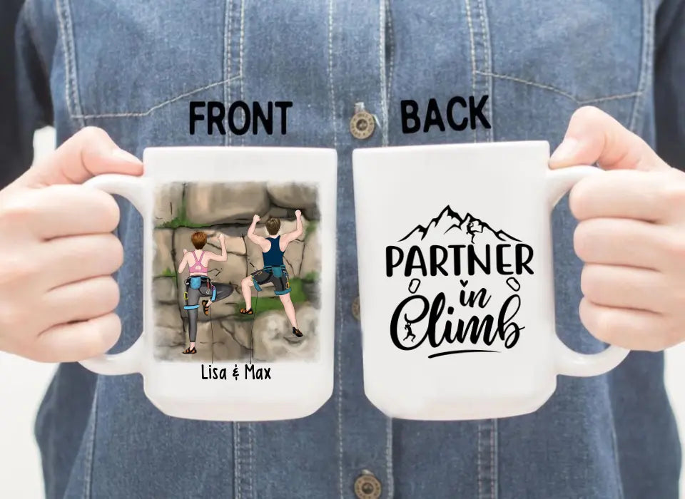 Partner in Climb - Personalized Gifts Custom Climbing Mug for Her, for Him, for Couples - Climbing Lovers