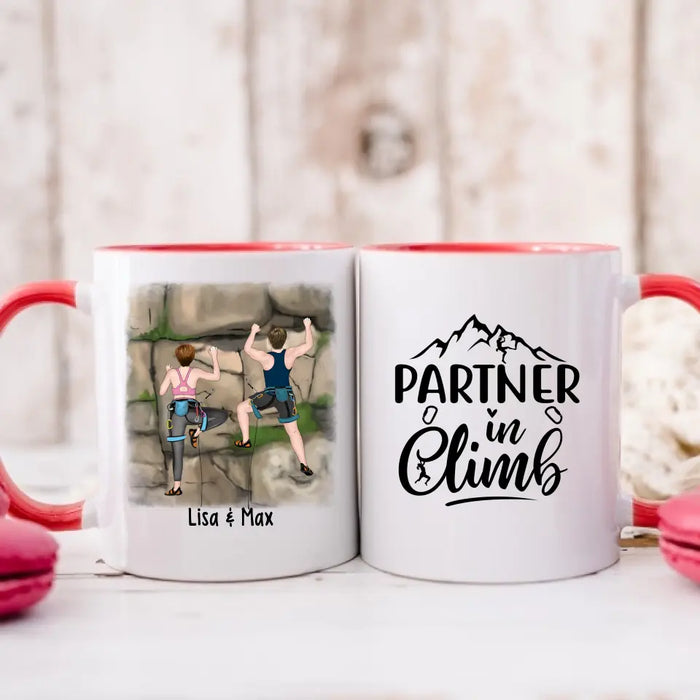 Partner in Climb - Personalized Gifts Custom Climbing Mug for Her, for Him, for Couples - Climbing Lovers