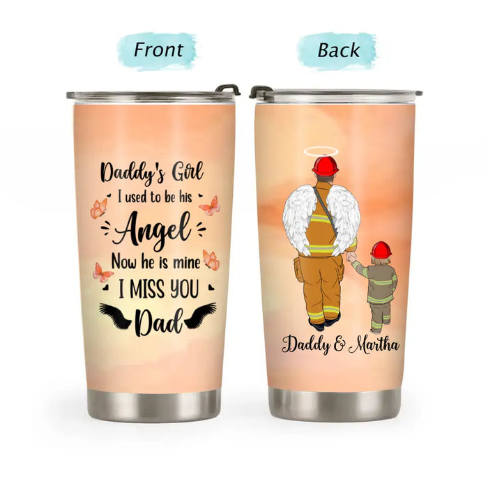 Firefighter Dad and Daughter - Personalized Gifts Custom Memorial Tumbler for Dad, Memorial Gifts