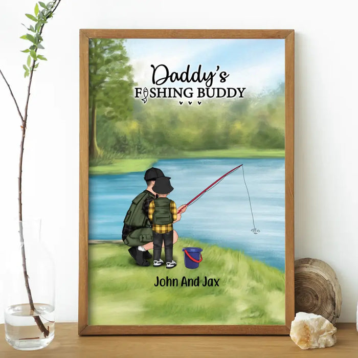 Daddy's Fishing Buddy - Father's Day Personalized Gifts Custom Go Fishing Poster for Dad, Go Fishing Lovers