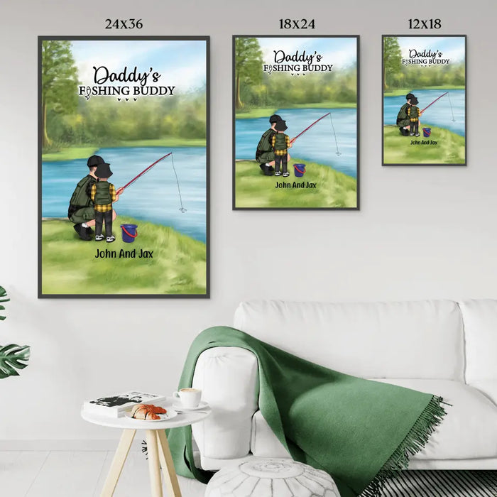 Daddy's Fishing Buddy - Father's Day Personalized Gifts Custom Go Fishing Poster for Dad, Go Fishing Lovers