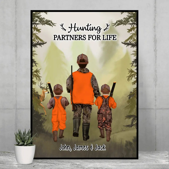 Best Buckin' Papa Ever Father and Son Daughter - Father's Day Personalized Gifts Custom Hunting Poster for Dad, Hunting Lovers