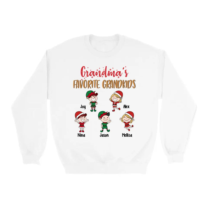 Grandma's Favorite Grandkids - Christmas Personalized Gifts Custom Shirt for Grandchildren for Grandma