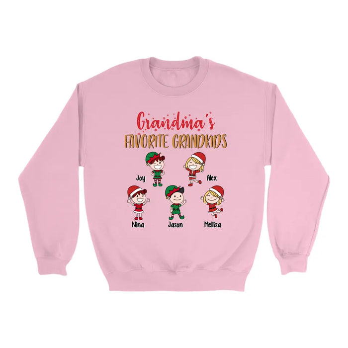 Grandma's Favorite Grandkids - Christmas Personalized Gifts Custom Shirt for Grandchildren for Grandma