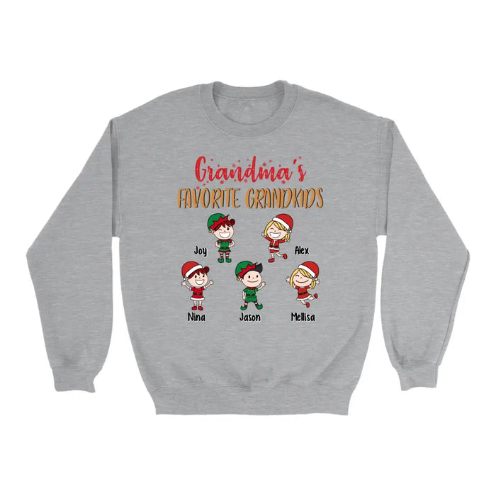 Grandma's Favorite Grandkids - Christmas Personalized Gifts Custom Shirt for Grandchildren for Grandma