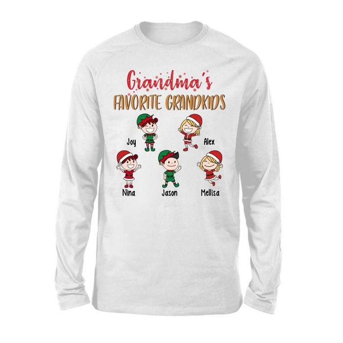 Grandma's Favorite Grandkids - Christmas Personalized Gifts Custom Shirt for Grandchildren for Grandma