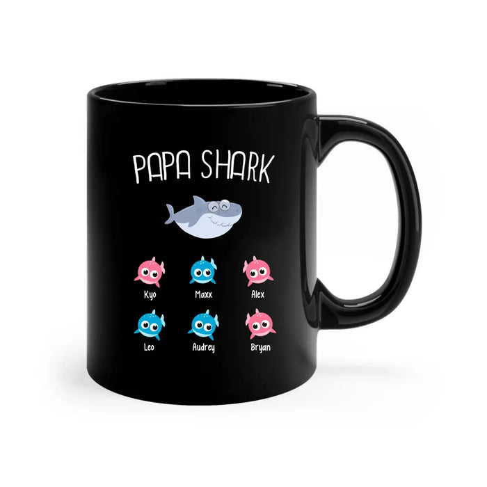 Papa Shark - Personalized Gifts Custom Family Mug For Dad, Father's Day Gifts