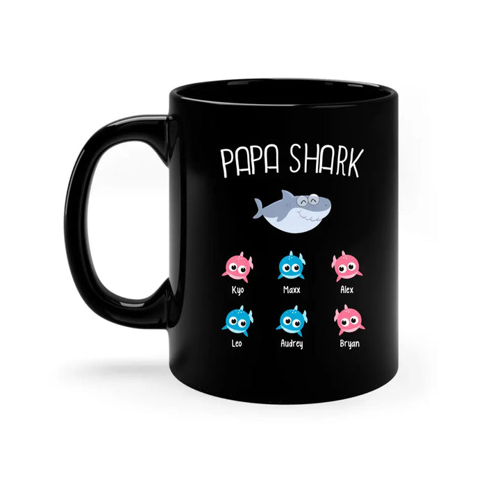 Papa Shark - Personalized Gifts Custom Family Mug For Dad, Father's Day Gifts