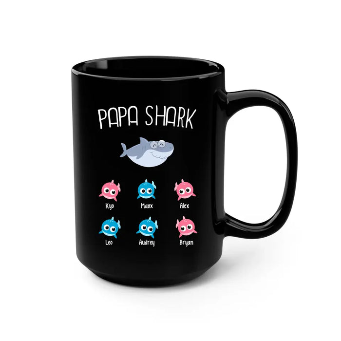 Papa Shark - Personalized Gifts Custom Family Mug For Dad, Father's Day Gifts