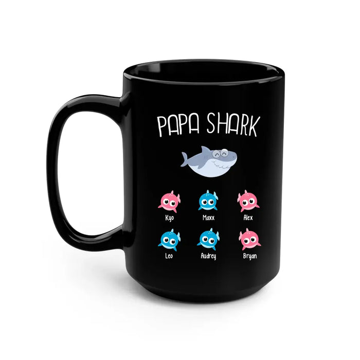 Papa Shark - Personalized Gifts Custom Family Mug For Dad, Father's Day Gifts