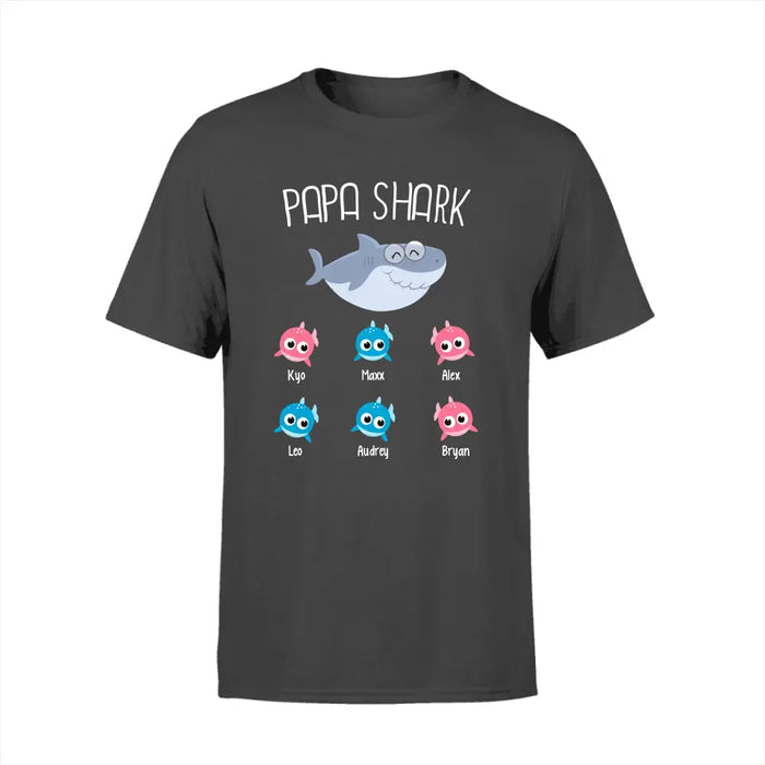 Papa Shark - Personalized Gifts Custom Family Shirt For Dad, Father's Day Gifts