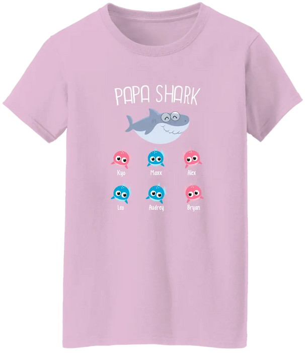 Papa Shark - Personalized Gifts Custom Family Shirt For Dad, Father's Day Gifts