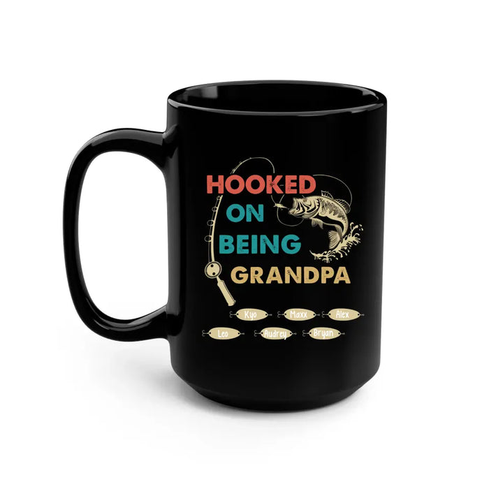 Hooked on Being Grandpa - Father's Day Personalized Gifts Custom Fishing Mug for Grandpa, Fishing Lovers