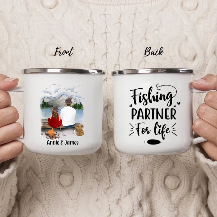 Fishing Partner for Life - Personalized Gifts Custom Enamel Mug for Fishing Lovers