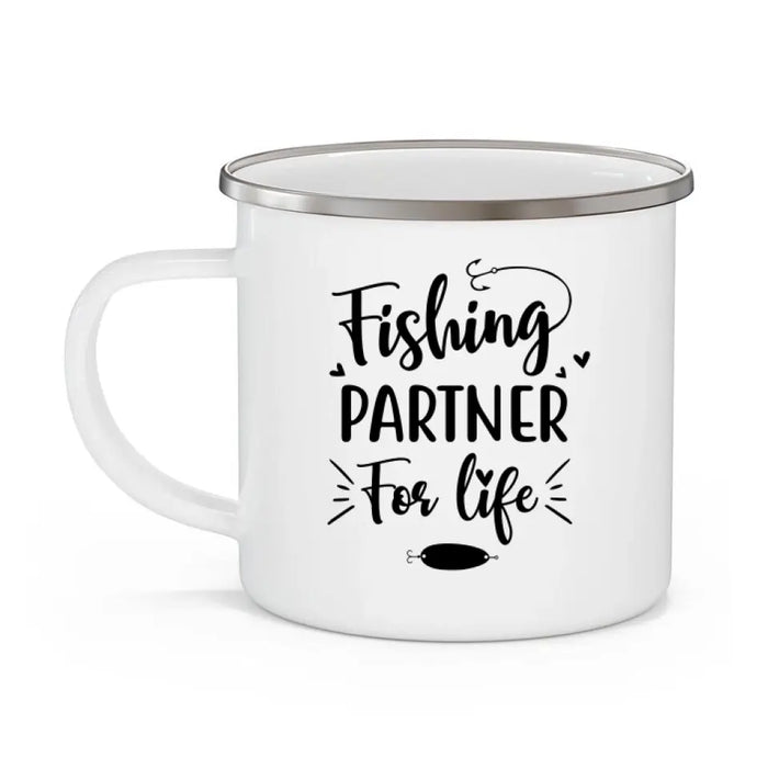 Fishing Partner for Life - Personalized Gifts Custom Enamel Mug for Fishing Lovers