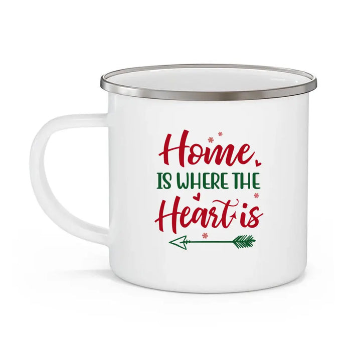 Home Is Where the Heart Is - Christmas Personalized Gifts Custom Dog Enamel Mug for Family, Dog Lovers