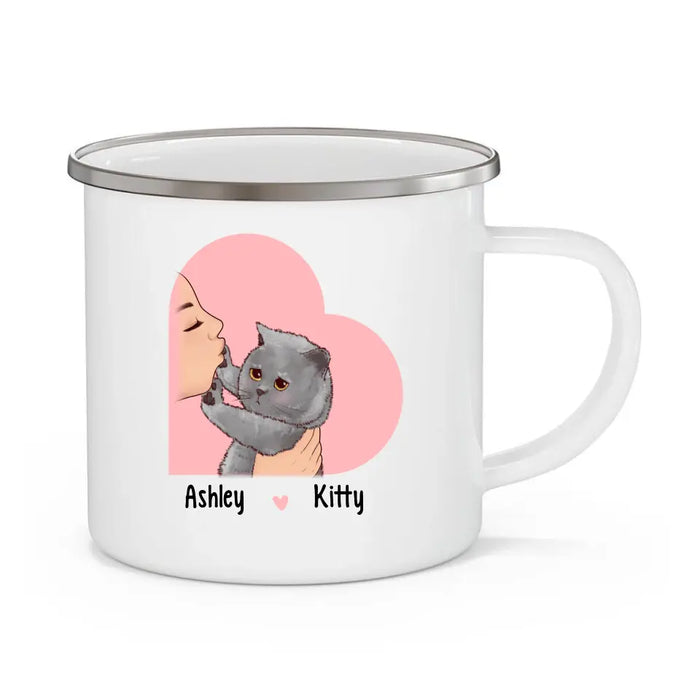 Give Me Food First - Personalized Gifts Custom Enamel Mug for Cat Lovers