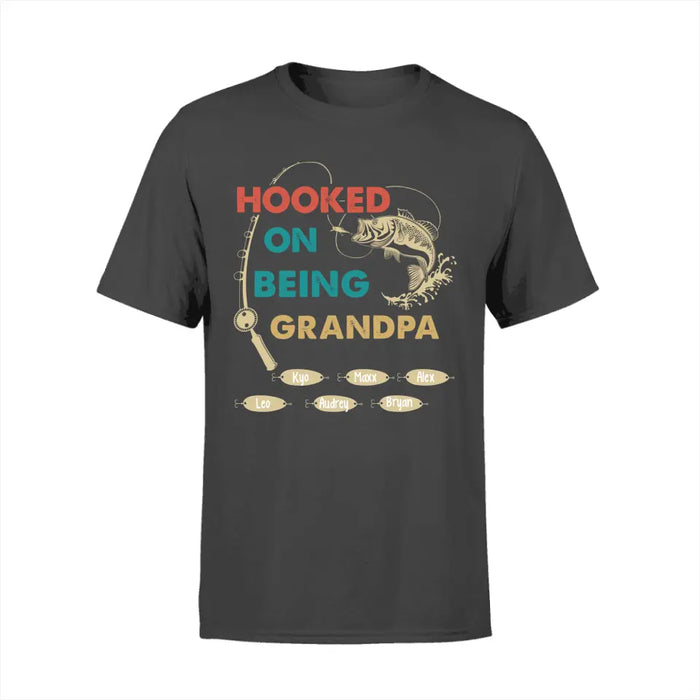 Hooked on Being Grandpa - Father's Day Personalized Gifts Custom Fishing Shirt for Grandpa, Fishing Lovers