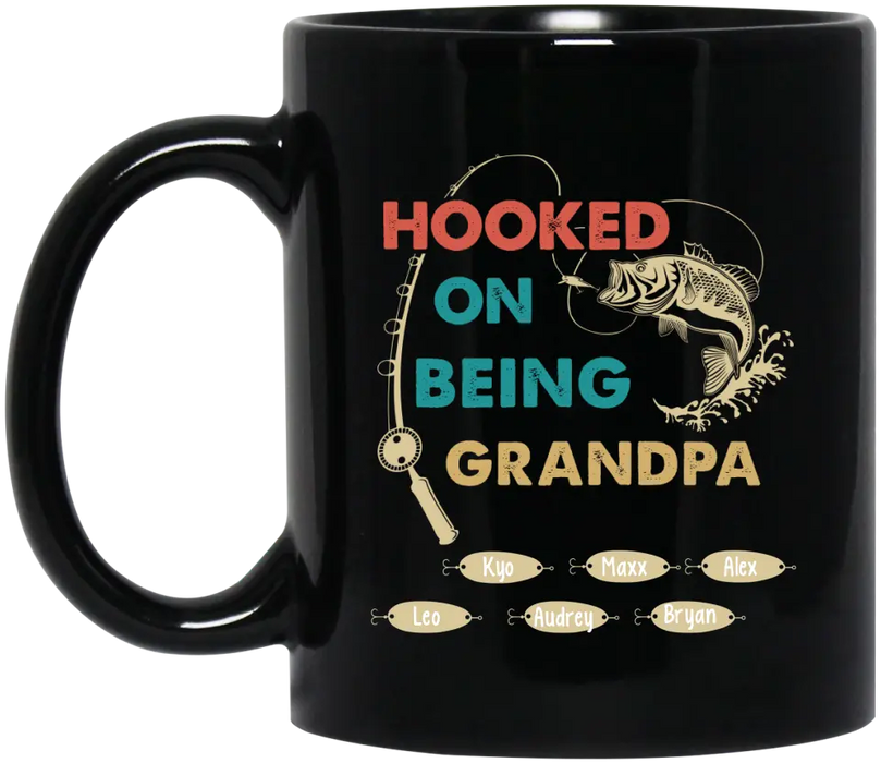 Hooked on Being Grandpa - Father's Day Personalized Gifts Custom Fishing Mug for Grandpa, Fishing Lovers